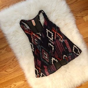NWOT Aztec print mesh back flowy tank